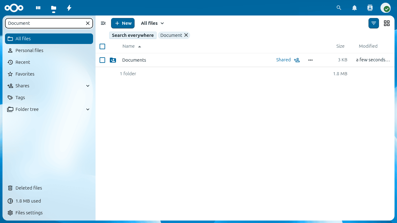 The search field with a search term entered.